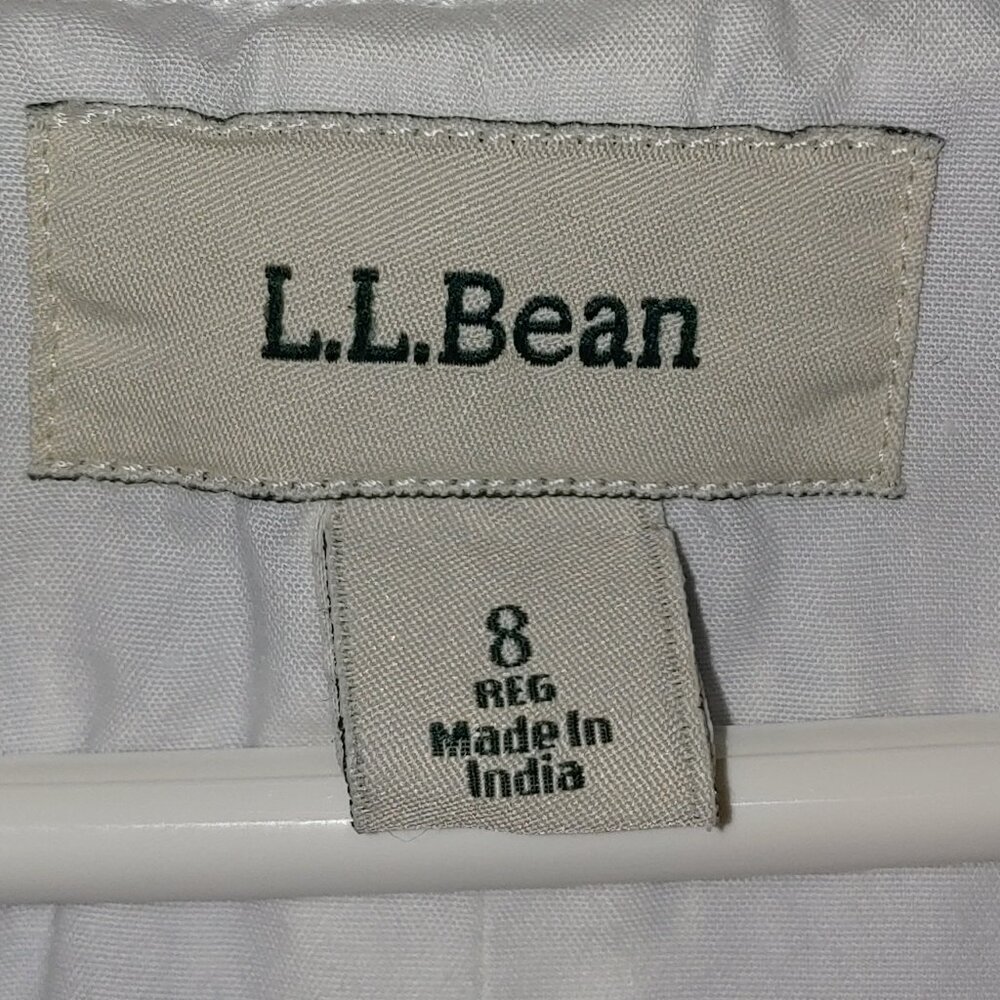 L.L. Bean Cotton Striped Sleeveless Midi Dress Size 8 White Blue - Picture 2 of 7